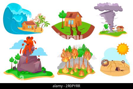 Set of natural disasters Stock Vector