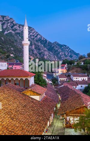 Albania, Durres province, Kruje, the old medieval town and the Bazaar Mosque or Murad Bey Mosque (1533) Stock Photo