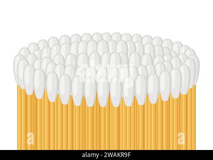 Cotton swab isolated on white background. Care and hygiene. Set ear and cosmetic buds. Wooden ear stick. Bath and makeup symbols.. Vector illustration Stock Vector