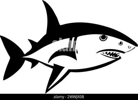 simple black graphic drawing silhouette fish, logo, tattoo Stock Photo