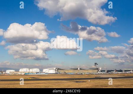 FRANKFURT,GERMANY-FEB 13: LUFHANSA AIRLINES logos at the technical terminal on Frankfurt airport on February 13,2018 in Frankfurt,Germany. Stock Photo