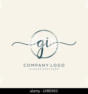 GI Initial Handwriting Logo Design Stock Vector