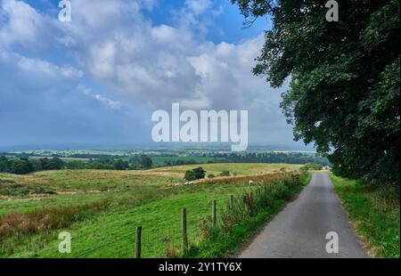 Looking across the Eden Valley from the Pennine Way, near Bow Hall, Dufton, Cumbria Stock Photo