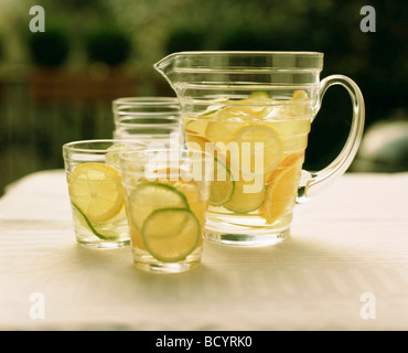 Drink - lemonade jug and glasses Stock Photo