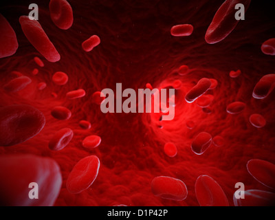 Red blood cells, artwork Stock Photo