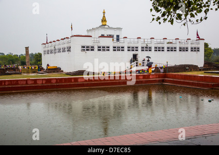 Raining, Birthplace of Buddha, Maya Devi Temple, Lumbini, Nepal Stock Photo