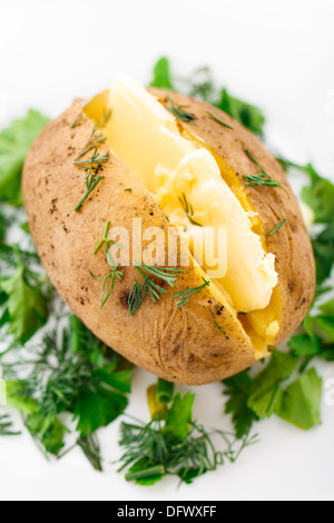 Baked potato with butter Stock Photo