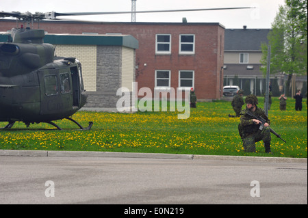 A Canadian military helicopter at Wolseley Barracks in London Ontario. Stock Photo