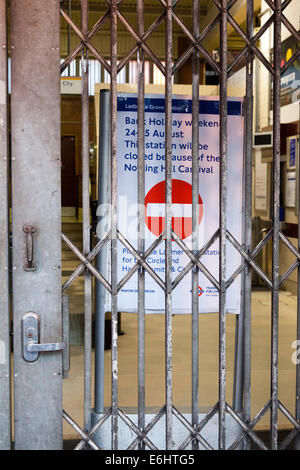 Closed Ladbroke Grove Tube Station closed for Notting Hill Carnival, London Stock Photo