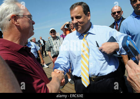 NJ Gov. Chris Christie's Summer Season Kick Off and Flood Mitigation Grant Announcement in Belmar and then visits the Point Pleasant Beach Boardwalk in New Jersey on May 29, 2015/picture alliance Stock Photo