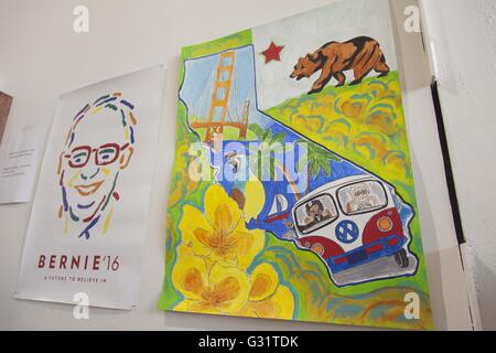 Los Angeles, California, USA. 4th June, 2016. Campaign art at a campaign office for 2016 Democratic Presidential candidate Bernie Sanders © Mariel Calloway/ZUMA Wire/Alamy Live News Stock Photo