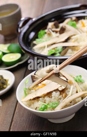 matsutake gohan, rice cooked with matsutake mushroom, japanese food Stock Photo