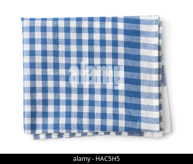 Top view of blue cotton kitchen napkin isolated on white Stock Photo