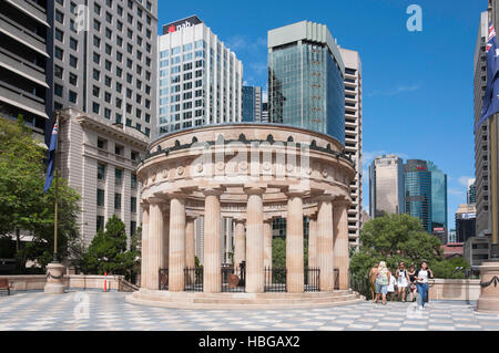 Anzac Square War Memorial and CBD buildings, Brisbane City, Brisbane, Queensland, Australia Stock Photo