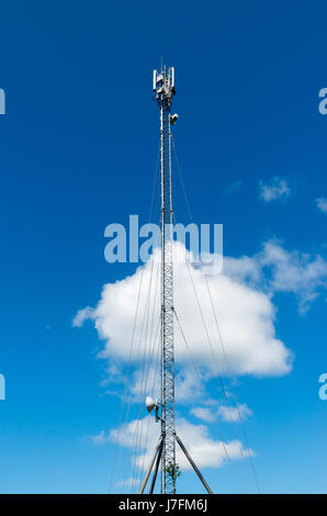 Telecommunication tower with antennas mobile phone operator Stock Photo