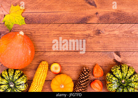 Autumn, pumpkin as a decoration on wooden Stock Photo