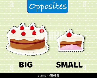 Opposite words for big and small illustration Stock Vector