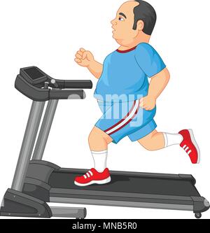 Fat man running on treadmill Stock Vector