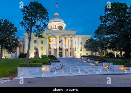 Alabama State Capitol in Montgomery at Night Stock Photo