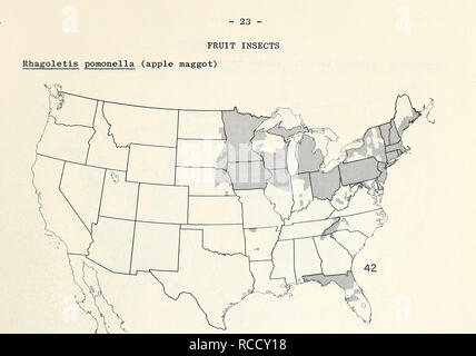 . Distribution maps of some insect pests in the United States. Insect pests United States; Insect pests Maps. . Please note that these images are extracted from scanned page images that may have been digitally enhanced for readability - coloration and appearance of these illustrations may not perfectly resemble the original work.. United States. Plant Pest Control Division. [Washington, Plant Pest Control Division, Agricultural Research Service] Stock Photo