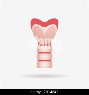 ghiandola tiroidea con trachea e sistema endocrinologico laringe o secrezione ormonale anatomia dell'organo interno umano sanitario concetto medico vettore piatto illustrazione Illustrazione Vettoriale