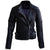 Black Brando Shoulder Sleeve Padded Genuine Leather Jacket