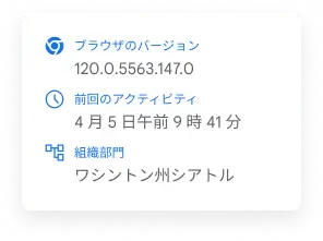 Google Chrome Enterprise の情報が表示されているポップアップ。