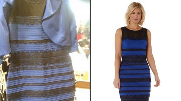 ... dress was white and gold, or blue and black. A photo on the right