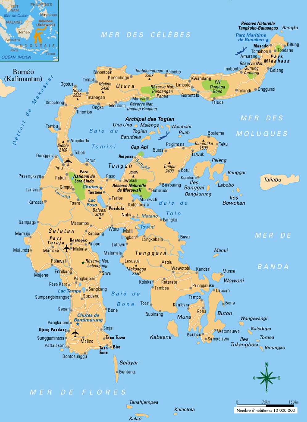  Carte de Sulawesi  ou Celebes Sulawesi  map Celebes map