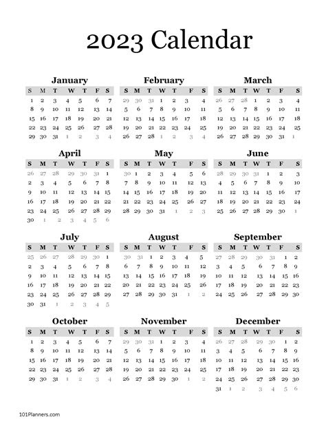  free printable 2023 yearly calendar at a glance 101 backgrounds