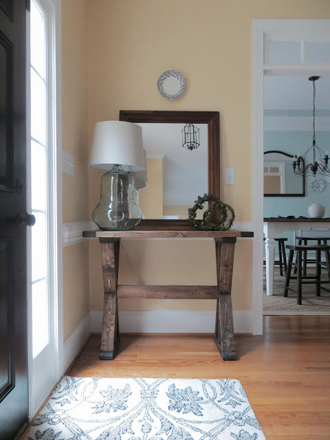 Ana White | 'X' Entryway Table - DIY Projects Most hardware stores will custom cut the lumber for you.