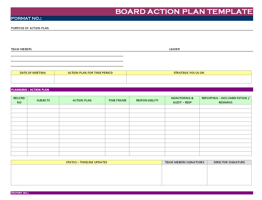 Action Plan Template Excel