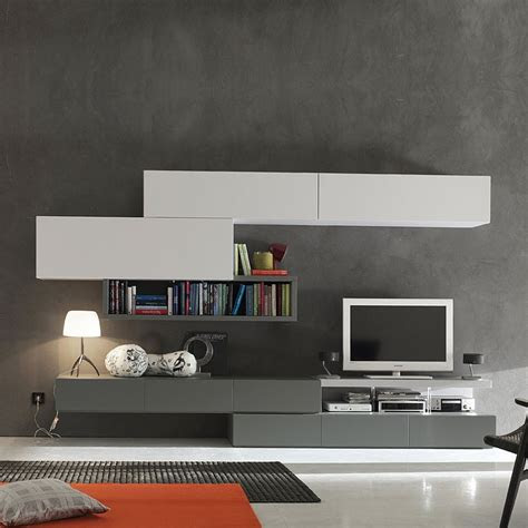 modern italian tv media unit grey white  santa lucia