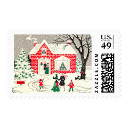 Vintage Christmas Greetings Medium Postage