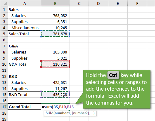 How To Add Multiple Range References To Formulas In Excel Excel Campus