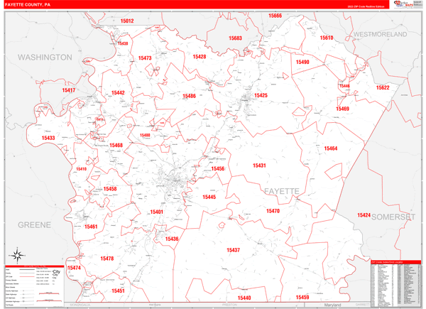 Fayette County Zip Code Map