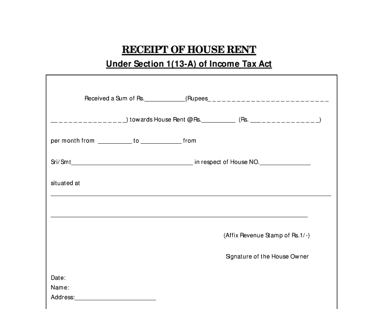 Sample Rent Receipt For Income Tax India | Classles Democracy