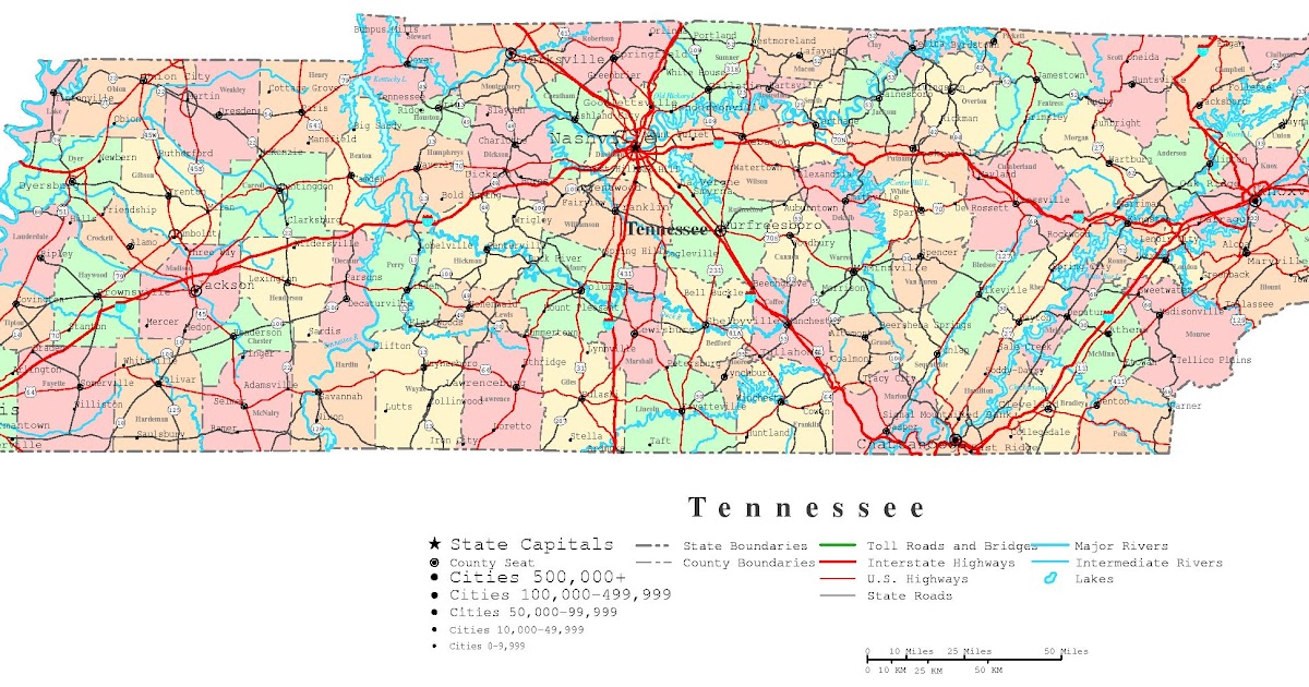 Printable Map Of Tennessee Cities