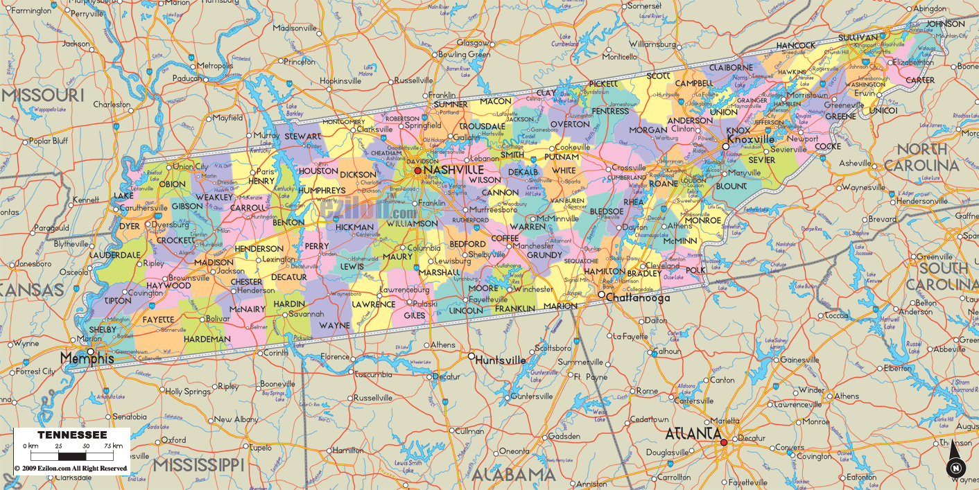 Map Of Western Tennessee With Cities | Cities And Towns Map