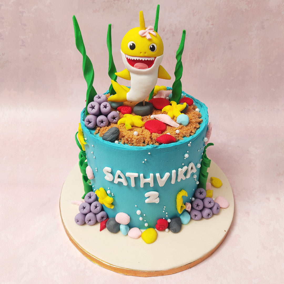 Yellow Baby Shark Cake | Baby Shark Theme Cake | Shark Theme Cake ...