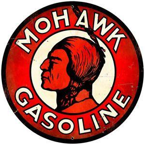 Gas Station Logo - Mohawk Gasoline Round Tin Sign Vintage Gas Station Logo Garage Metal ...