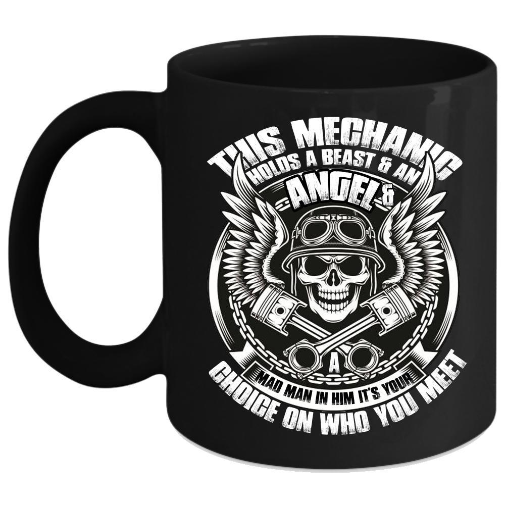 Cool Mechanic Logo - This Mechanic Holds A Beast And An Angel Coffee Mug, Cool Mechanics ...