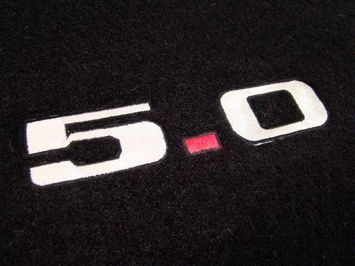 5.0 Logo - 1979-93 Mustang Floor Mats w/ 5.0 Logo Black by ACC