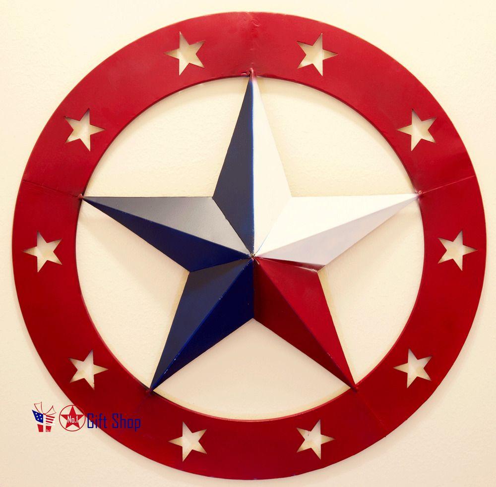 Red White and Blue Circle Logo - METAL CIRCLE STAR RED WHITE BLUE Home Garden Sign D?cor 689354018796 ...