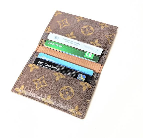 Small Louis Vuitton Logo - Lv CC holder RepurposedLouis Vuitton small wallet | Etsy