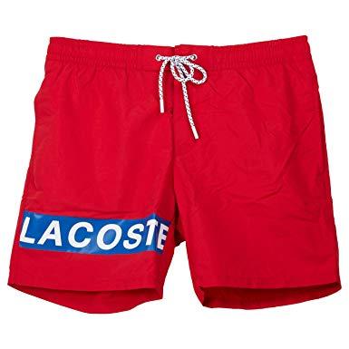 Red Live Logo - Lacoste Live Printed Logo Swim Shorts Red XL: Amazon.co.uk: Clothing