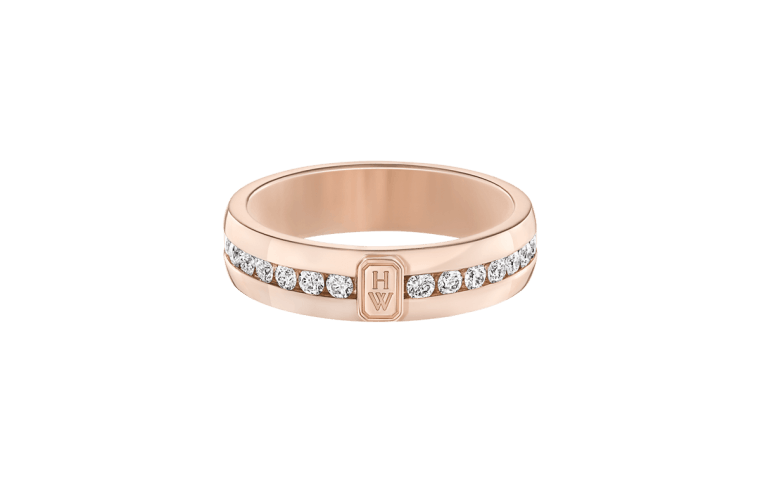 Harry Winston Logo - HW Logo Rose Gold Diamond Ring