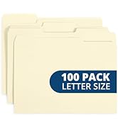 File Folder, 1/3 Cut Tab, Letter Size, Great for Organizing and Easy File Storage, 100 Per Box (M...