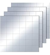 PP OPOUNT 144 Pieces 1 inch Square Mosaic Mirror Tiles, Self-Adhesive Glass Mirrors Mosaic Sticke...