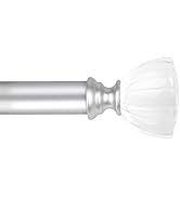 KNOBWELL Nickel Curtain Rods with Acrylic Tulip Finials, Satin Nickel Window Rods Adjustable Leng...